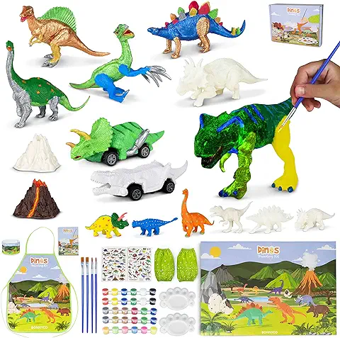 BONNYCO Dinosaurios Juguetes con 16 Figuras para Pintar Manualidades Niños con Brillo en la Oscuridad | Juguetes Niños 3 4 5 6 7 8 9 10 Años Regalos para Niños Cumpleaños, Navidad, Comunion BONNYCO Dinosaurios Juguetes con 16 Figuras para Pintar Manualidades Niños con Brillo en la Oscuridad | Juguetes Niños 3 4 5 6 7 8 9 10 Años Regalos para Niños Cumpleaños, Navidad, Comunion