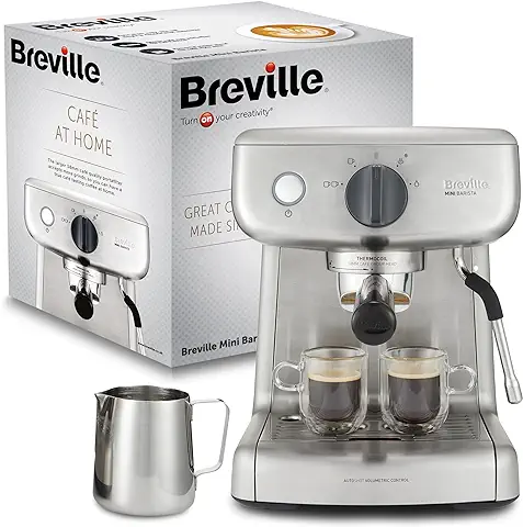 Breville Mini VCF125X - Barista Máquina de Café Expreso, Totalmente Automática con Espumador de Leche al Vapor y Bomba Italiana de 15 Bares, 2 L, Multicolor  