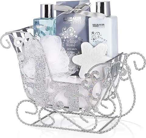 BRUBAKER Cosmetics - 6 pcs set de Cuidado - Winter Wonder - Set de Regalo de Belleza - Perfume de Vainilla - con Trineo de Plata Brillante  