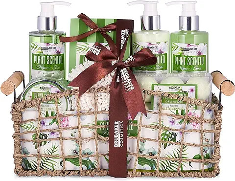 BRUBAKER Cosmetics Set de Baño y Ducha Aloe Vera - Juego de Regalo de 13 Piezas en Cesta Decorativa - Set de Regalo para Mujer - Wellness Spa Kit  