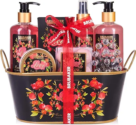 BRUBAKER Cosmetics Set de Baño y Ducha"Amor" con Fruta de la Pasión - Set de Belleza de 12 Piezas en Bañera Vintage - Set de Regalo para Mujer - Wellness Beauty Spa Kit  