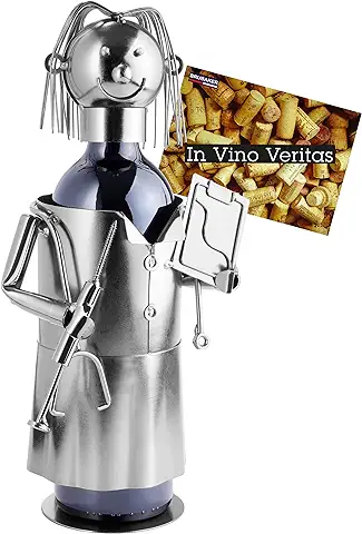 BRUBAKER Soporte para Botellas de Vino Doctor - Escultura Metálica de Soporte para Botellas - 20 cm - Regalo de Vino para Pacientes Estudiantes de Medicina Especializados  