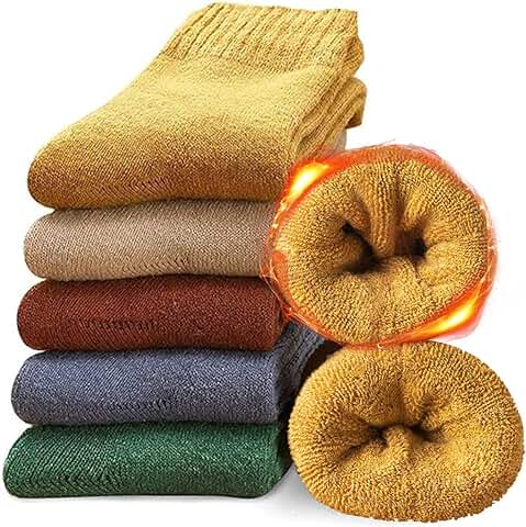 Butyeak Elásticos Calcetines Calentitos, Vintage Calcetines Tejidos, 5 Pares Calcetines de Lana Gruesa, Calcetines Termicos Mujer, Calcetines Invierno Mujer, Regalos Cálidos para Mujeres y Niñas Butyeak Elásticos Calcetines Calentitos, Vintage Calcetines Tejidos, 5 Pares Calcetines de Lana Gruesa, Calcetines Termicos Mujer, Calcetines Invierno Mujer, Regalos Cálidos para Mujeres y Niñas