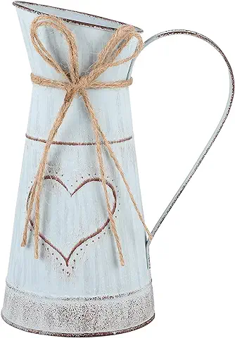 Cabilock Jarrón Vintage con Forma de Corazón, Jarra de Leche, de Hierro, Estilo Shabby Chic, Rústico, de Metal, cubo para Flores, Cactus, para San Valentín, Balcón, Salón, Decoración de mesa  