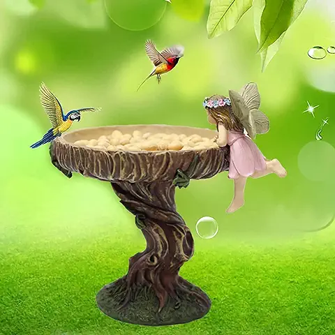 CasaTena - Comedero para Pájaros, Estatua de hada de ángel, Adorno de Resina para Jardín, Antidecoloración, Escultura para Exteriores, Decoración de Manualidades, Regalos para Amantes de los Pájaros  