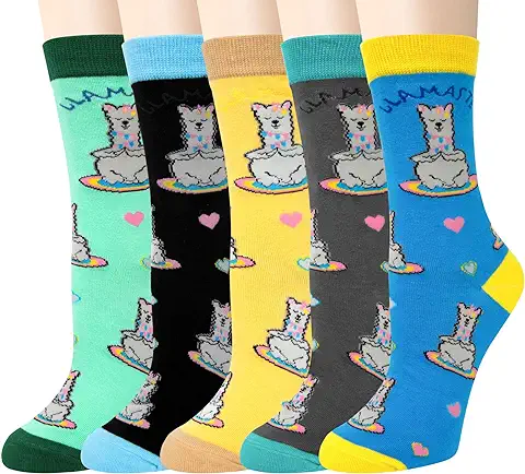 Chalier Cozy Calcetines Animales 5 Pares Calcetines Algodón Suaves Calcetines Gato Perro para Mujer, Regalos de Cumpleaños para Amantes de los Animales, Talla Única  