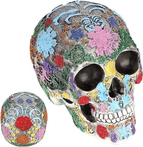 Cikonielf Modelo De Calavera De Resina Estatua De Calavera Adornos De Barra Artesanal Calavera Tallada Arte Manual Decorativo Accesorio De Halloween para Regalo Colección De Arte Cikonielf Modelo De Calavera De Resina Estatua De Calavera Adornos De Barra Artesanal Calavera Tallada Arte Manual Decorativo Accesorio De Halloween para Regalo Colección De Arte