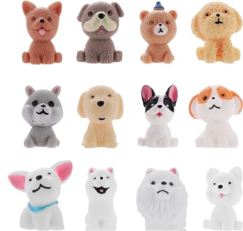 Cobee Juego de Figuras de Perro, 12 Piezas Realistas mini Figuras de Cachorro, Juego de Juguete para Perros en Miniatura, Pintado a mano para Decoración de Pasteles, Regalo de Cumpleaños, Fiesta  