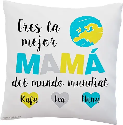 Cojín Mamá Personalizado 40x40 cm Incluye Relleno. Elige Color. Regalo día de la Madre, Navidad, Cumpleaños, Reyes Magos, Aniversario. Cojines Originales. Mejor mama Mundo Idea Regalo Mujer Cojín Mamá Personalizado 40x40 cm Incluye Relleno. Elige Color. Regalo día de la Madre, Navidad, Cumpleaños, Reyes Magos, Aniversario. Cojines Originales. Mejor mama Mundo Idea Regalo Mujer
