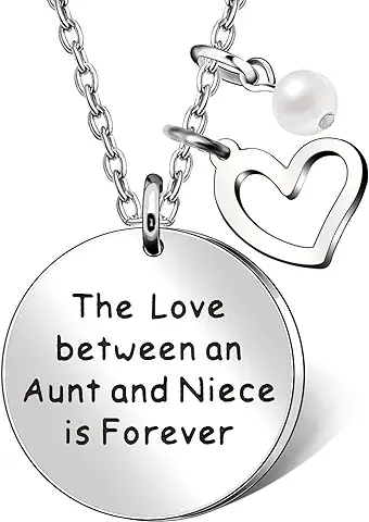 Collar con Colgante de tía y Sobrina, Corazón de Perla, el amor Entre una tía y Sobrina es para Siempre, Acero Inoxidable, Perla Collar con Colgante de tía y Sobrina, Corazón de Perla, el amor Entre una tía y Sobrina es para Siempre, Acero Inoxidable, Perla