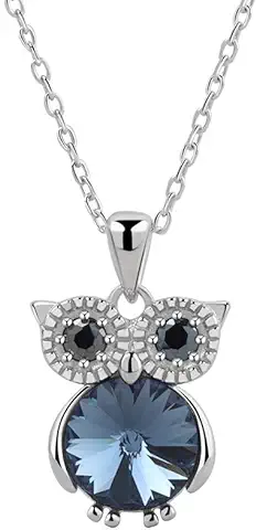 Collar de Búho para Mujeres y Niñas, Plata de ley 925, Piedra Natal Azul, Colgante de Búho, Lindo Pájaro, Animales, Joyería, Regalos para Amigos, Amantes del Búho  
