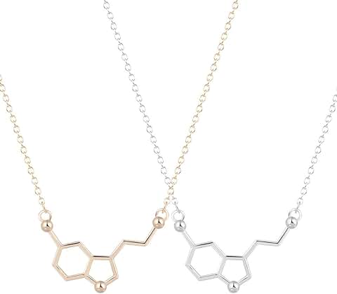 Collar de la Molécula Química de la Serotonina, con Colgante único, Joyas Minimalistas, 2 Unidades, Regalo para Niñas y Señoras Collar de la Molécula Química de la Serotonina, con Colgante único, Joyas Minimalistas, 2 Unidades, Regalo para Niñas y Señoras