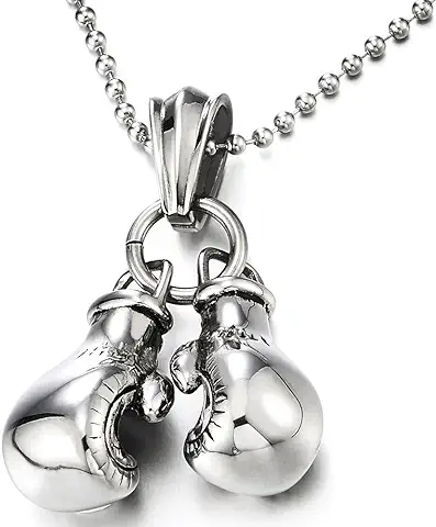 COOLSTEELANDBEYOND Ein Paar - Guante de Boxeo con Colgante de Collar para Hombre y Niño, Acero Inoxidable, con 60 cm de Cadena de bola COOLSTEELANDBEYOND Ein Paar - Guante de Boxeo con Colgante de Collar para Hombre y Niño, Acero Inoxidable, con 60 cm de Cadena de bola