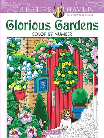 Creative Haven Glorious Gardens Color by Number Coloring Book  