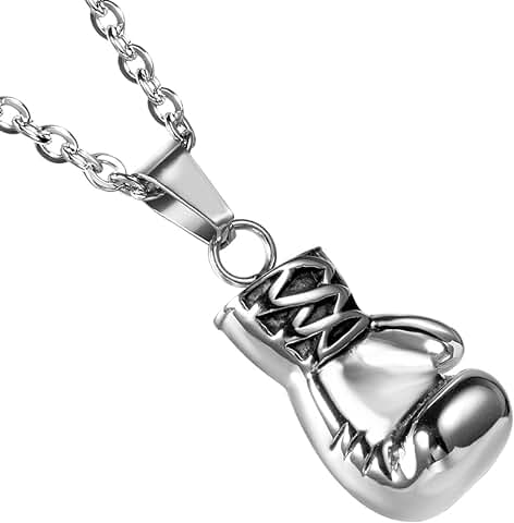 Cupimatch Collar con Colgante de Guante de Boxeo de Acero Inoxidable con Cadena de 22 Pulgadas, Regalo para Hombres y Adolescentes Cupimatch Collar con Colgante de Guante de Boxeo de Acero Inoxidable con Cadena de 22 Pulgadas, Regalo para Hombres y Adolescentes