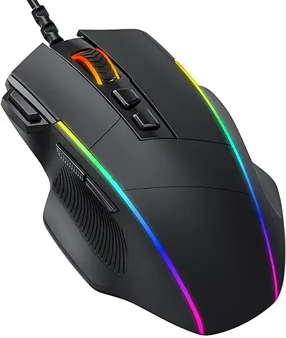 Dacoity Ratón Gaming con Cable, Ratón RGB Ergonómico de 8000 dpi (5 Niveles), 8 Botones Programables, 7 Modos de Iluminación RGB Personalizable, Ratones USB para PC, Laptop, MacBook - Negro Dacoity Ratón Gaming con Cable, Ratón RGB Ergonómico de 8000 dpi (5 Niveles), 8 Botones Programables, 7 Modos de Iluminación RGB Personalizable, Ratones USB para PC, Laptop, MacBook - Negro
