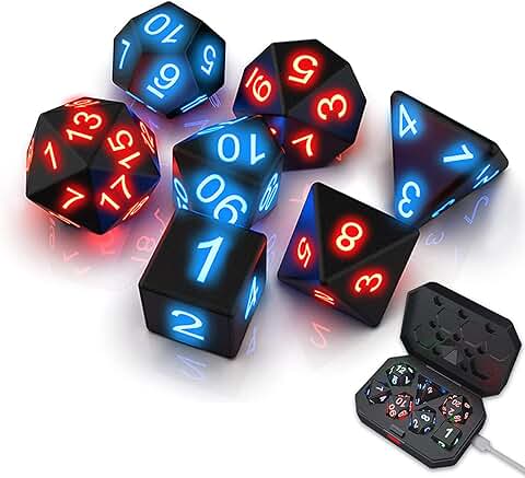 Dados de rol Luminoso Dados rol con Estuche de Carga Adecuado para Dragones y Mazmorras Juego de Mesa Dungeons and Dragons Etc.,Juegos de Mesa  
