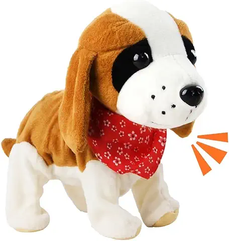 DeAO Perro Interactivo, Mascota Interactiva Perrito Robot Inteligente Juguete Electrónico con Ladridos, Movimientos y Sensor al Tacto, Peluche Electrónico Juguete Regalos de para Niños de 3-6 (Marron)  