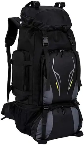 Ded Mochila de Senderismo para Viajes Montañismo Escalada Camping Trekking 70L Hombres Mujeres Macuto Impermeable Negro  