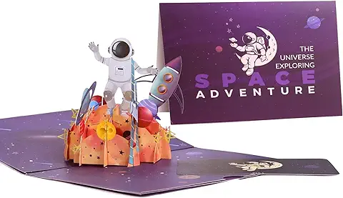 DEESOSPRO® Tarjeta de Cumpleaños Regalo para Familiares, Amigos y Amantes, Tarjeta de Felicitación Emergente 3D, Espacio y Astronauta  