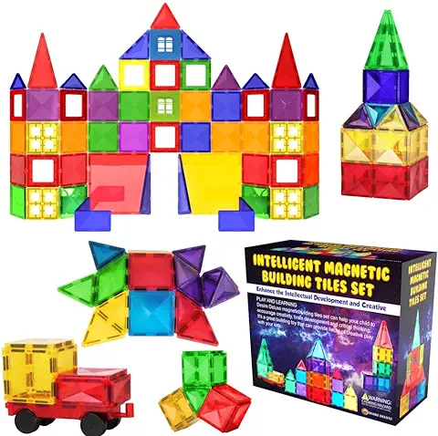 Desire Deluxe Kit Bloques de Construcción Magnéticos 3D para Niños de 3 - 7 Años - Juguete Educativo con Figuras Geométricas para Desarrollar la Creatividad de Sus Pequeños - 57 Piezas  