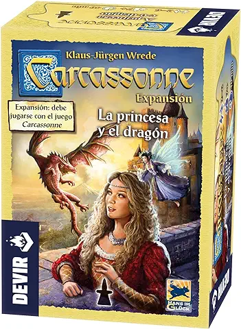 Devir - Carcassone: Expansión la Princesa y el Dragón, Juego de Mesa, Juego de Mesa Familiar, Juego de Mesa 8 Años, Juego de Mesa con Amigos (BGCARPRI)  