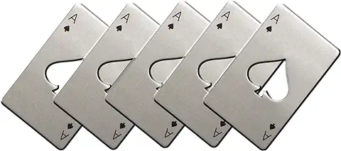 Diawell Abrebotellas de Acero Inoxidable, Diseño de Carta de Póquer, as, Cerveza, Refresco, Acero Inoxidable, 5 Unidades Diawell Abrebotellas de Acero Inoxidable, Diseño de Carta de Póquer, as, Cerveza, Refresco, Acero Inoxidable, 5 Unidades