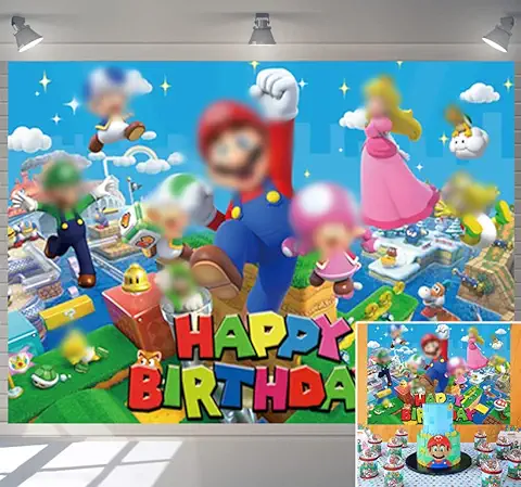 Dibujos Animados Super Hermanos Fondos Decoraciones de Cumpleaños Videojuegos Ventilador Película Fiesta Niños Regalos Niños Pasteles Mesa Fotografía Fondos Estudio 7x5FT  