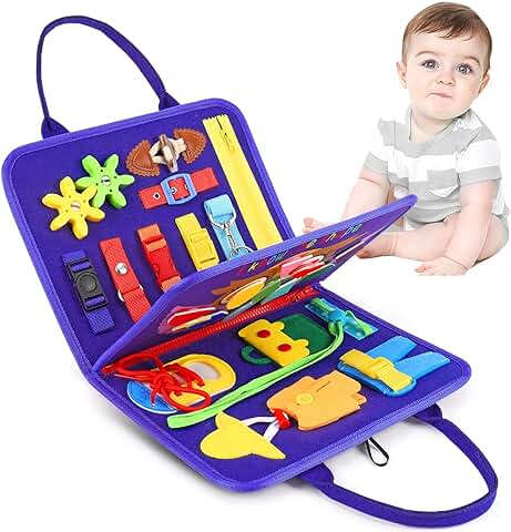 Diealles Shine Busy Board Montessori, 3 Capas Tablero Montessori, Paneles Sensoriales Montessori para Habilidades Motoras Básicas, Juguetes Montessori Bebes Busy Board para Regalo de Niños 1-5 Años  