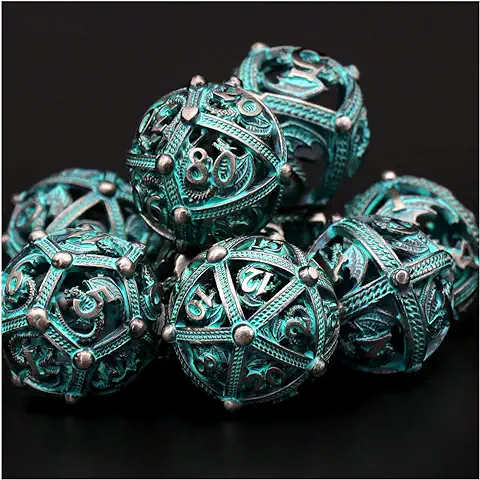 DND Juego de Dados, Diseño único de Bola Hueca Redonda para Mejores Rollos, ZHOORQI Dragón Poliédrico Juego de Dados para Juegos de rol D&D Mazmorras y Dragones Juego de Regalos (Round-Blue)  