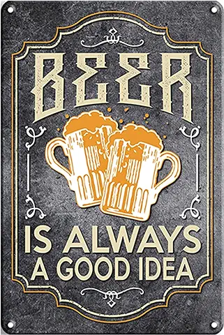 Ducomi Placa de Metal Vintage Beer good Idea – 20 x 30 cm – Ideas de Regalo para Aficionados a la Cerveza, Decoración de Pared Retro, arte (Beer 10829)  