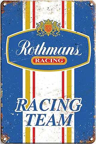 Ducomi Placa de Metal Vintage Rothmans – Decoración de Pared Estilo Retro 20 x 30 cm – Idea de Regalo para Amantes de los Coches Rothmans y Coleccionistas (Car 50694)  