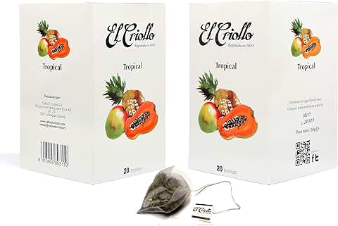 El Criollo - Infusión Tropical Gourmet | Infusión de Frutas | Pack de 2x20 (40 Bolsitas) El Criollo - Infusión Tropical Gourmet | Infusión de Frutas | Pack de 2x20 (40 Bolsitas)