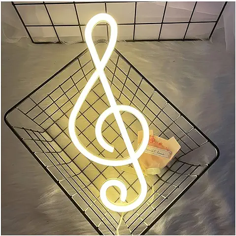 ENUOLI Musical Note Neon Signos LED Nota de Música Luces de Neón Decoración de la Pared USB o Batería Powered Creative Music Symbol Night Light Sala de Estar Girl Room Decor Bar Fiesta Regalo de cump  