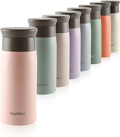 Eppikan EppiToGo Termo de Acero Inoxidable, taza Aislada, Travel Mug, Coffee-to-go, Taza para Coche, 350 ml, 500 ml, taza de Viaje, Antigoteo con Apertura de 360º Higiénica (Powder Pink, 350 ml)  
