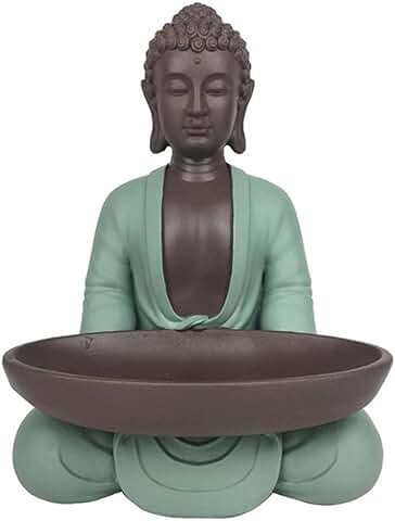 Estatuilla Vacía de Bolsillo Boudha – Decoración Zen y Feng Shui – para Crear un Ambiente Relajante y Espiritual – Idea de Regalo de la Suerte – Altura: 20 cm – Color: Verde y Marrón – Zen'Light  