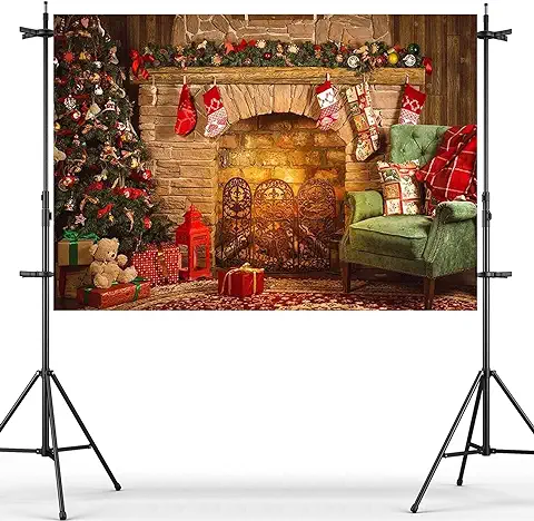 Feliz Navidad Fondo Árbol ZONSTORE-Fondo de Fotografía de Navidad Navidad Chimenea Regalo Fiesta de Navidad Fotografía Telón de Fondo Estudio Decoración Booth Props(100 * 75 CM) (White)  