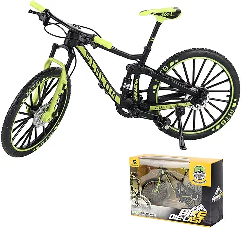 FENGQ Modelo de Bicicleta de 1:10 Dedos, Juguete Modelo de Bicicleta de Montaña, Mini Juguete Modelo de Bicicleta, Bicicleta de Dedos en Miniatura para Juguetes de Niños (Verde)  