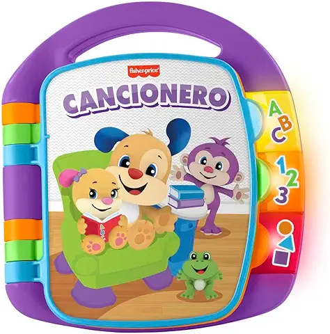 Fisher-Price Ríe y Aprende Libro Interactivo de Aprendizaje Cancionero, Juguete con Luces y Sonidos para Bebé +6 Meses, Versión Español (FRC69)  