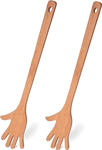 Fisura – Cuchara de Madera Original con Forma. Set de 2 Espátulas para Cocinar. Cuchara de Madera de Haya. Accesorios de Cocina Resistentes al Calor.  (Mano)  