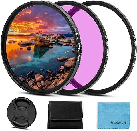 Fotover Juego de Filtros Universales UV CPL FLD de 82 mm con Protección UV, Filtro Polarizador Circular con tapa de Objetivo Central para Cámaras Canon, Nikon, Sony, Pentax, Olympus, Fuji  