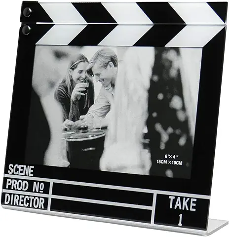 Framan Portafotos Cine. Marco de Fotos con Forma de Claqueta de cine para Fotos de 15x10cm Framan Portafotos Cine. Marco de Fotos con Forma de Claqueta de cine para Fotos de 15x10cm