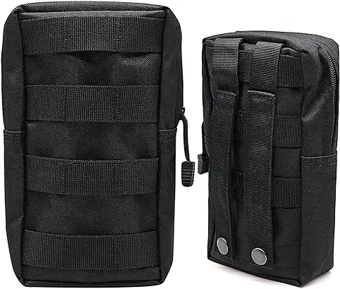 Fundas Tácticas de 2 Piezas, Riñonera Pequeña Funda Molle Táctica Impermeable Bolsa de Cintura Multifuncional Soporte de Accesorios para Senderismo al Aire Libre Caza Camping Entrenamiento  