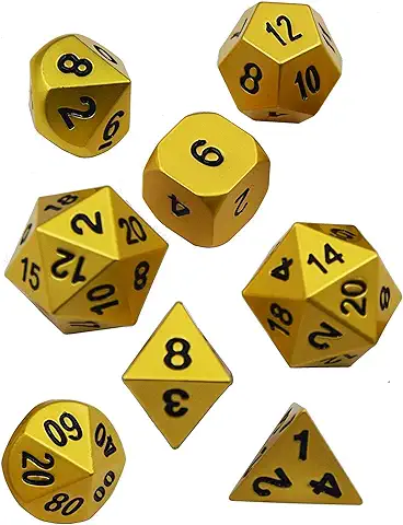 Gargoyle Sonriente WCN-3001 - Juego de Dados de Metal - Polyhedral Oro Perlado x8 - Caja de Regalo de Lujo DND RPG - Incluye Dos Dados de 20 Caras - Juego de rol (Oro)  