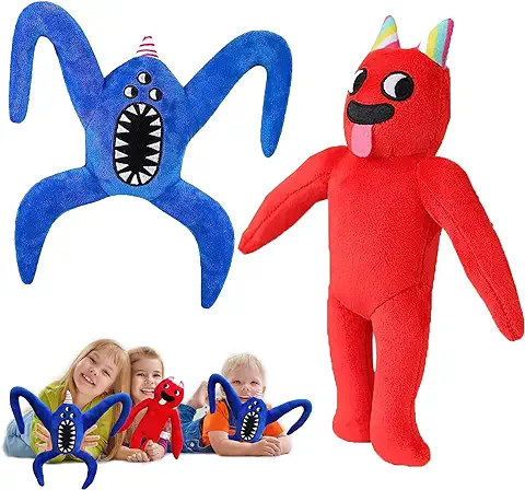 Garten of Banban Juguetes, Banban Animales Peluches, Garten of Banban Plush, Garden of Banban Muñeca, Banban Plushies Toy, Garten Of BanBan Doll Toy, Regalos para Niño y Aficionados (Azul+Rojo)  