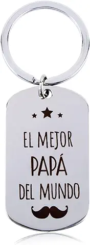 GEBETTER Regalo Día Padre 1*Llavero Original + 1*Tarjeta Felicitación Papá Te Quiero + 1*Sobre Marrón, Regalo para el Mejor Papá del Mundo, Regalo Padre Navidad Cumpleaños Hombre (Papá)  