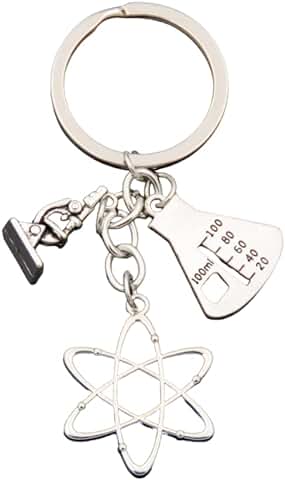 Llavero Química - Llaveros de Químico con Átomo, Microscopio y Proveta de Laboratorio - Llavero de Ciencia para Amantes de la Física y la Química - Regalo Original para Químicos - Llavero Unisex Llavero Química - Llaveros de Químico con Átomo, Microscopio y Proveta de Laboratorio - Llavero de Ciencia para Amantes de la Física y la Química - Regalo Original para Químicos - Llavero Unisex
