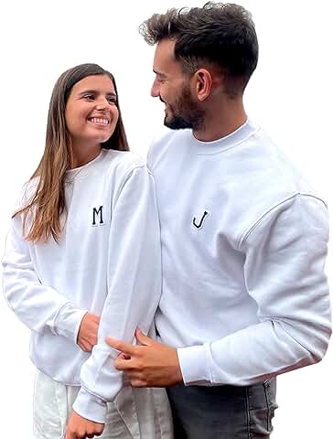 Genérico Pack 2 Sudaderas Unisex con Iniciales, Regalos Originales para Hombre Mujer, Regalos Personalizados San Valentín, Cumpleaños y Pareja, Personaliza Las Sudaderas con Vuestra Inicial  