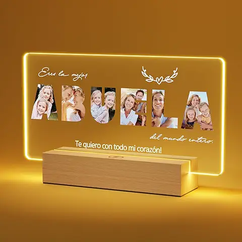 Giftove Regalos Personalizados para Abuela - Regalos Originales de Navidad - Luz de Noche Grabada con Marco de Fotos - Ideas Regalo para Abuela - Regalos de Cumpleaños Abuela de Nietas y Nietos Giftove Regalos Personalizados para Abuela - Regalos Originales de Navidad - Luz de Noche Grabada con Marco de Fotos - Ideas Regalo para Abuela - Regalos de Cumpleaños Abuela de Nietas y Nietos