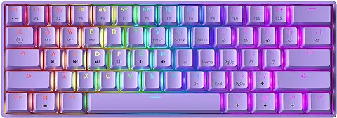 GK61 Teclado Mecánico para Juegos – 61 Teclas Multicolor RGB Iluminado LED Retroiluminado con Cable Programable para PC y Mac Gamer (Gateron óptico Amarillo, Lavanda) GK61 Teclado Mecánico para Juegos – 61 Teclas Multicolor RGB Iluminado LED Retroiluminado con Cable Programable para PC y Mac Gamer (Gateron óptico Amarillo, Lavanda)